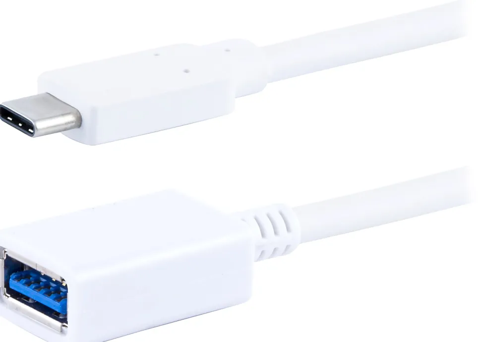 Ativa® USB 3.0 USB-C to USB-A Adapter, 5.9", White, 32454