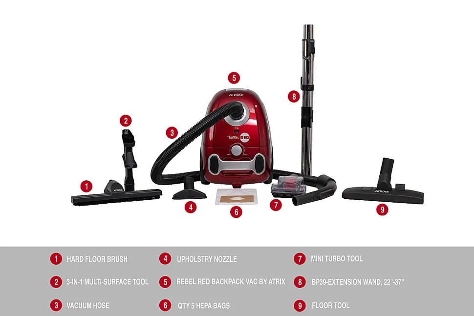 Atrix Rebel Red HEPA Vacuum
