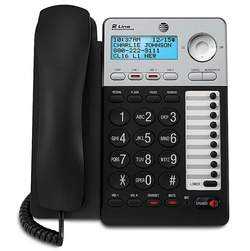 AT&T ML17929 2-Line Corded Phone with Caller ID/Call Waiting, Black
