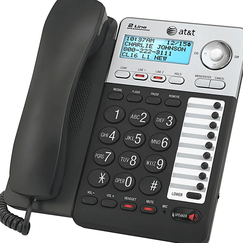 AT&T ML17929 2-Line Corded Phone with Caller ID/Call Waiting, Black