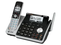 AT&T TL88102 DECT 6.0 Digital 2-Line Cordless Phone With Answering, Silver/Black