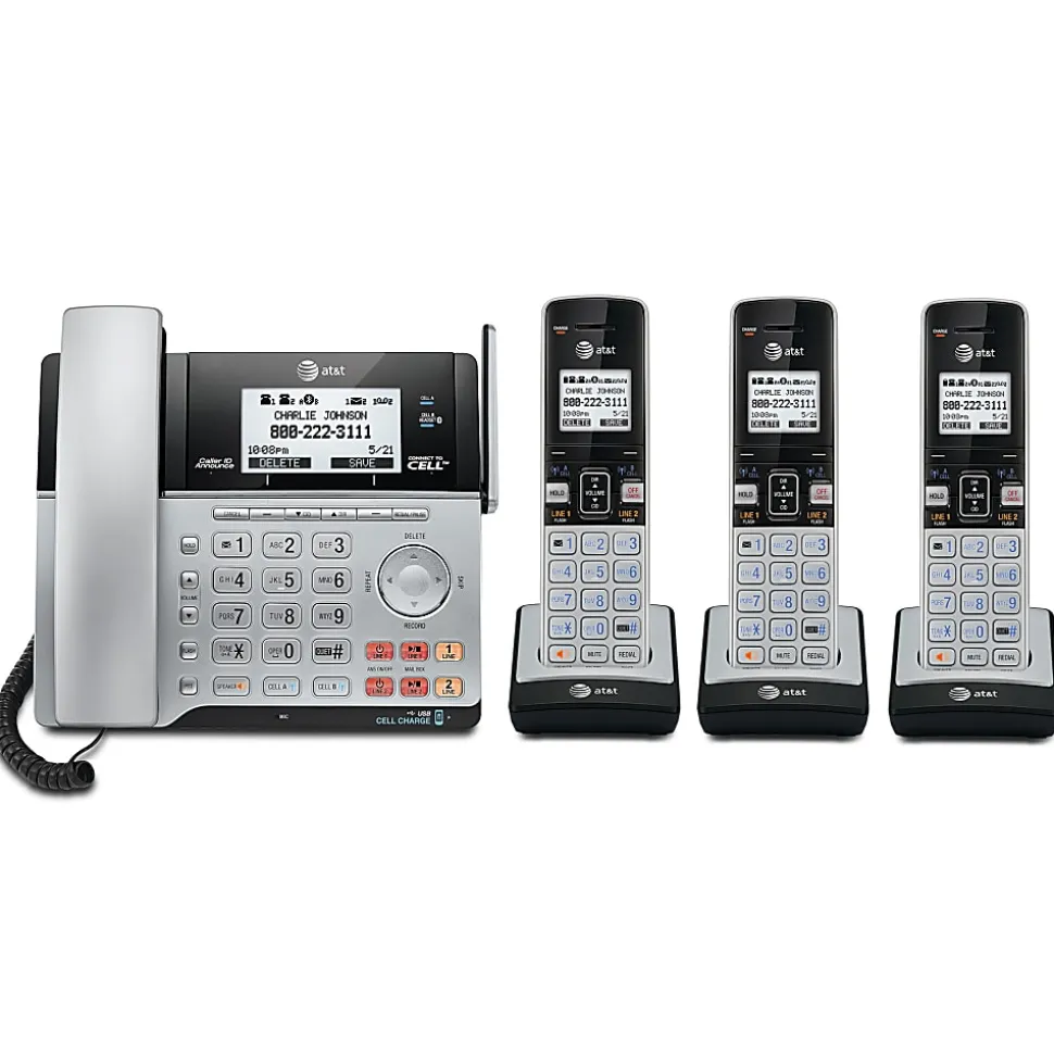 AT&T TL86103 2-Line DECT 6.0 Expandable Corded/Cordless Phone System with Digital Answering System