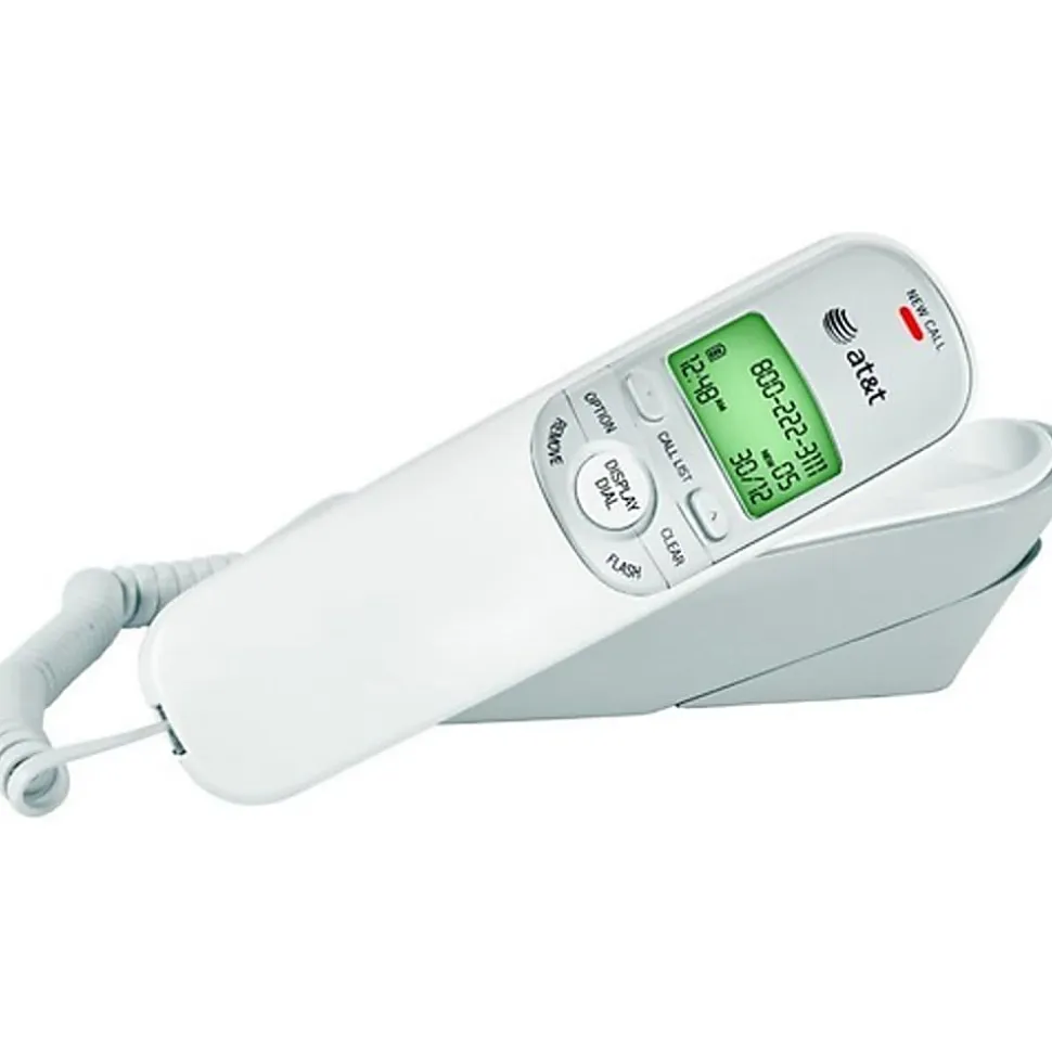 AT&T® TR1909 Corded Trimline Phone With Call Waiting/Caller ID, White