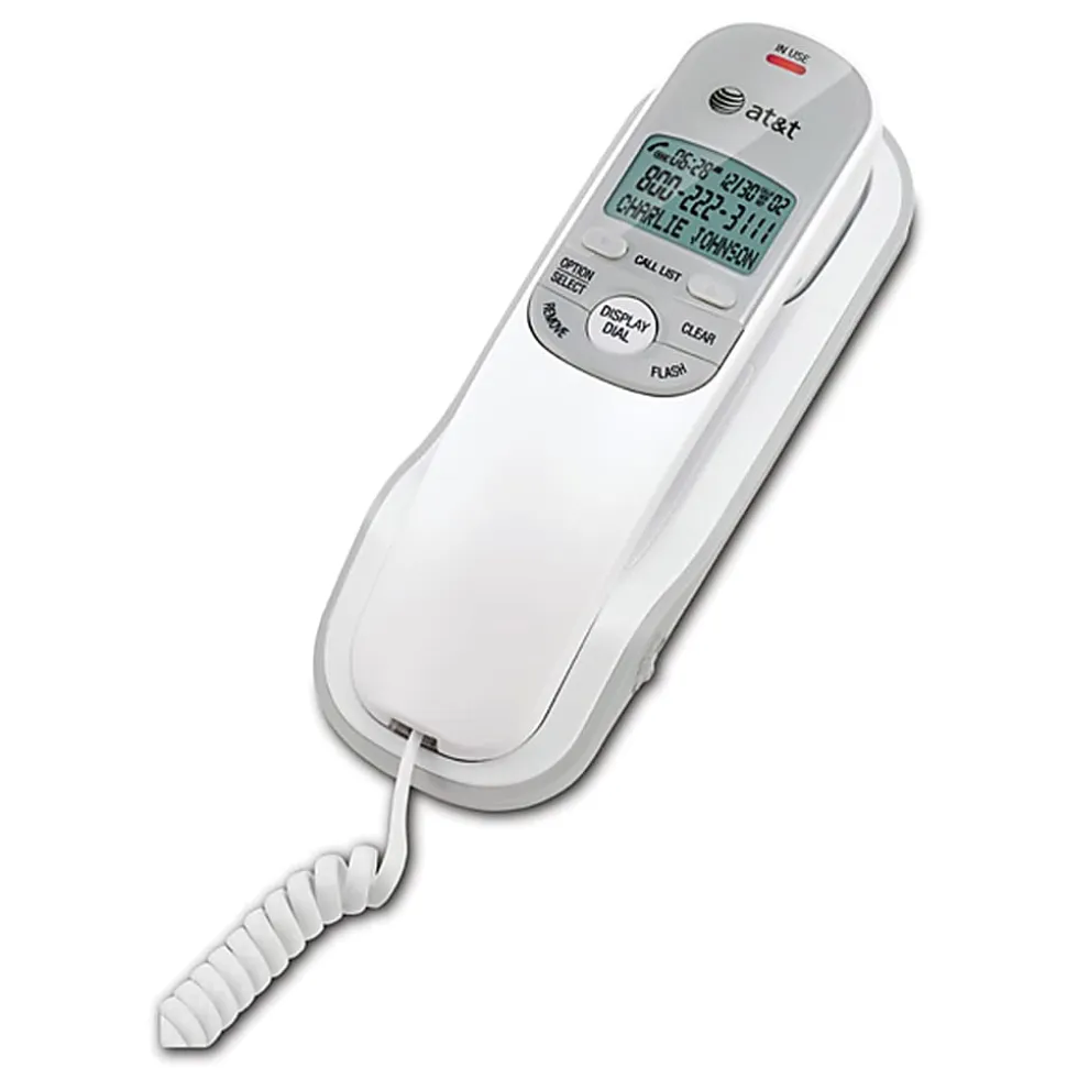 AT&T® TR1909 Corded Trimline Phone With Call Waiting/Caller ID, White