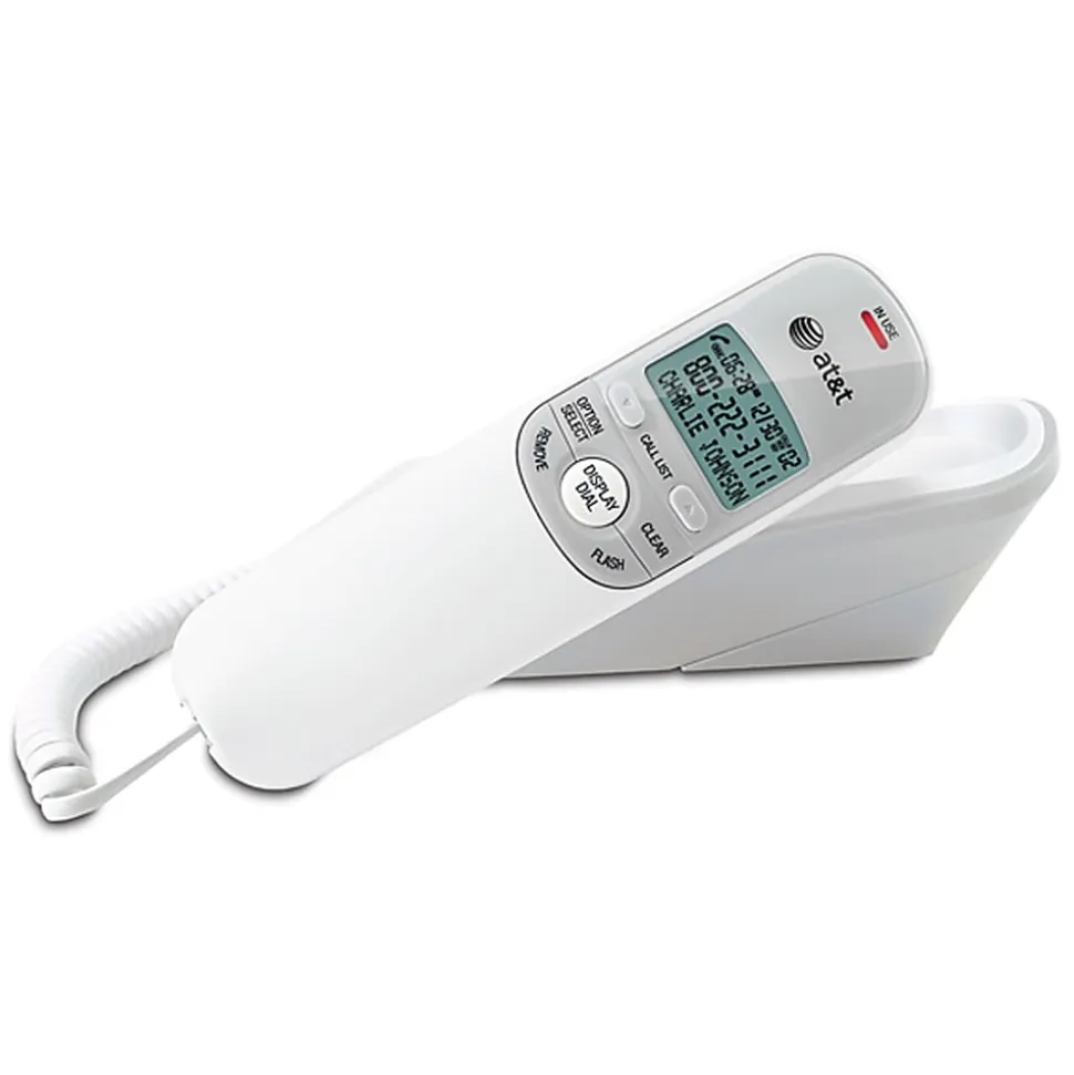 AT&T® TR1909 Corded Trimline Phone With Call Waiting/Caller ID, White