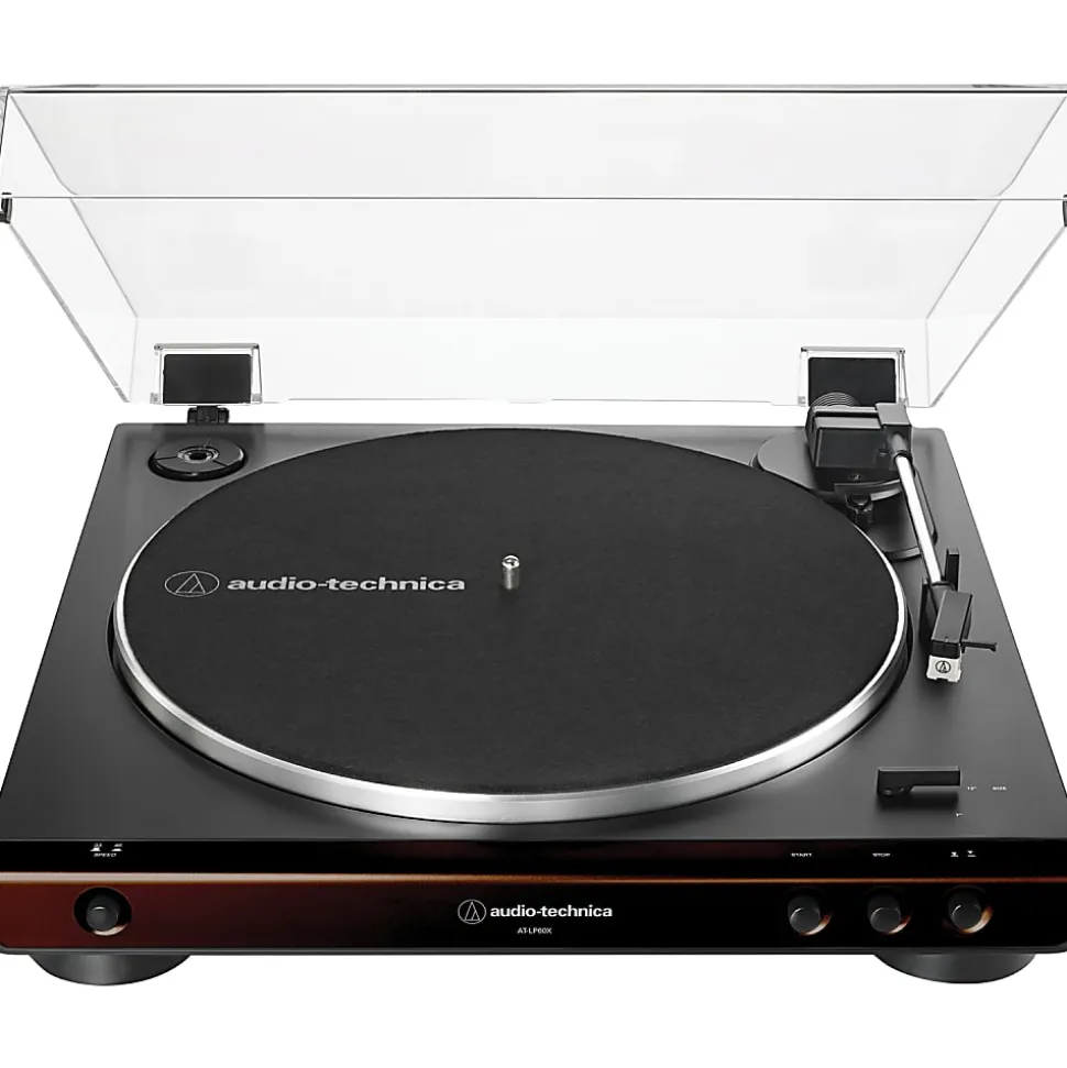 Audio-Technica AT-LP60X 2-Speed Fully Automatic Belt-Drive Stereo Turntable, Black/Brown