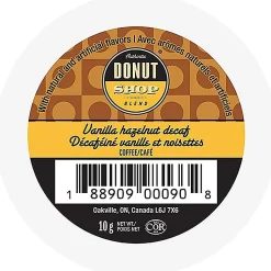 Authentic Donut Shop Blend Single-Serve K-Cup Decaf Coffee, Vanilla Hazelnut, Box Of 24 Pods