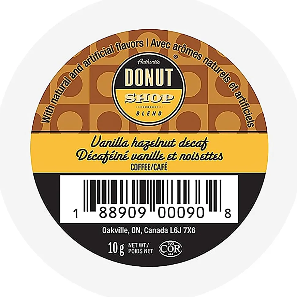 Authentic Donut Shop Blend Single-Serve K-Cup Decaf Coffee, Vanilla Hazelnut, Box Of 24 Pods
