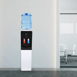 Avalon WATERCOOLER Top Loading Slim Cooler Dispenser, A2, Hot & Cold Water, Child Safety Lock, Holds 3 or 5 Gallon Bottles, Black/White