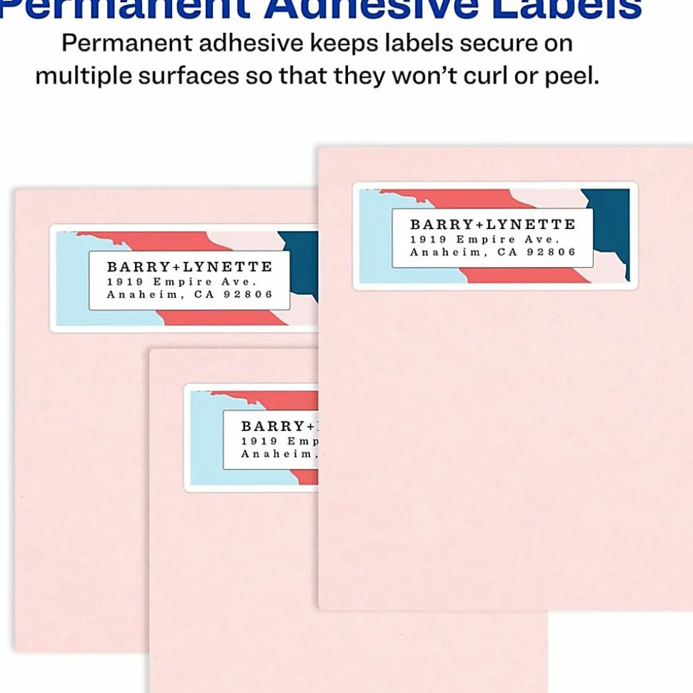 Avery® Address Labels With Sure Feed® Technology, 8250, Rectangle, 1" x 2-5/8", White, Pack Of 600 Labels