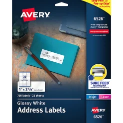 Avery® Address Labels With Sure Feed® And Easy Peel® Technology, 6526, Rectangle, 1