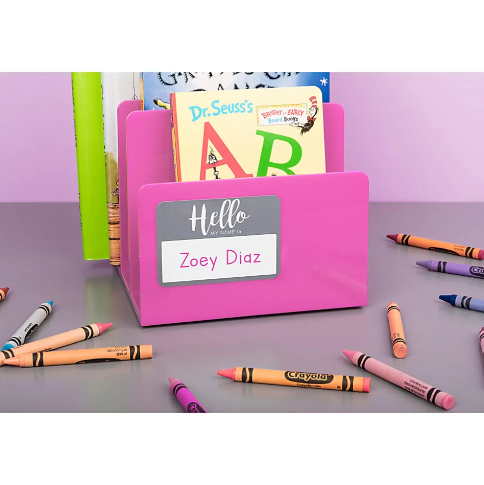 Avery® Adhesive Name Badges, Hello My Name Is, 2 1/3" x 3 3/8", 8722, Assorted Colors, Pack Of 120 Badges