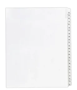 Avery® Allstate®-Style Collated Legal Exhibit Dividers, 8 1/2" x 11", White Dividers/White Tabs, 51–75, Pack Of 25 Tabs