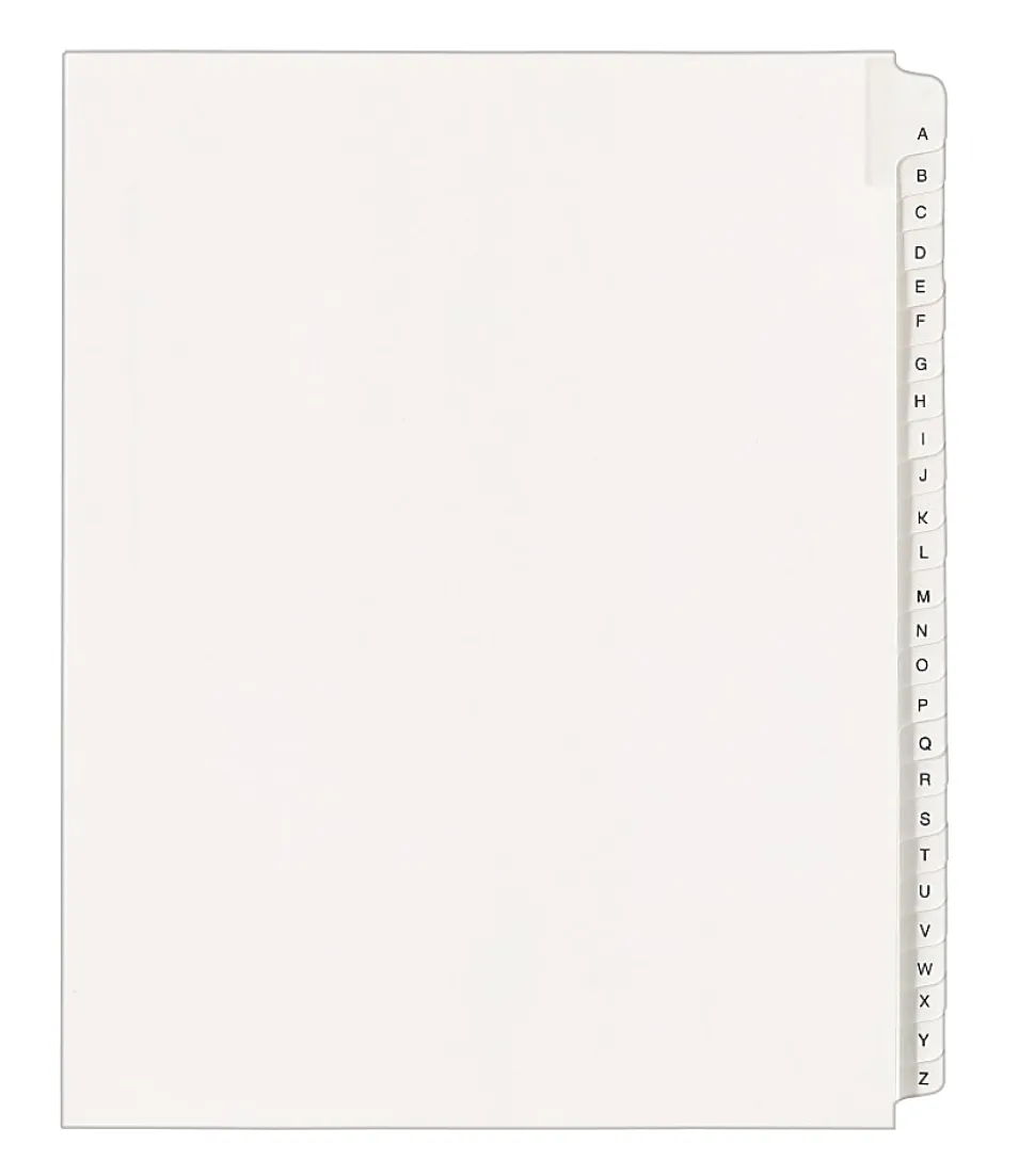 Avery® Allstate®-Style Collated Legal Exhibit Dividers, 8 1/2" x 11", White Dividers/White Tabs, A–Z, Pack Of 26 Tabs