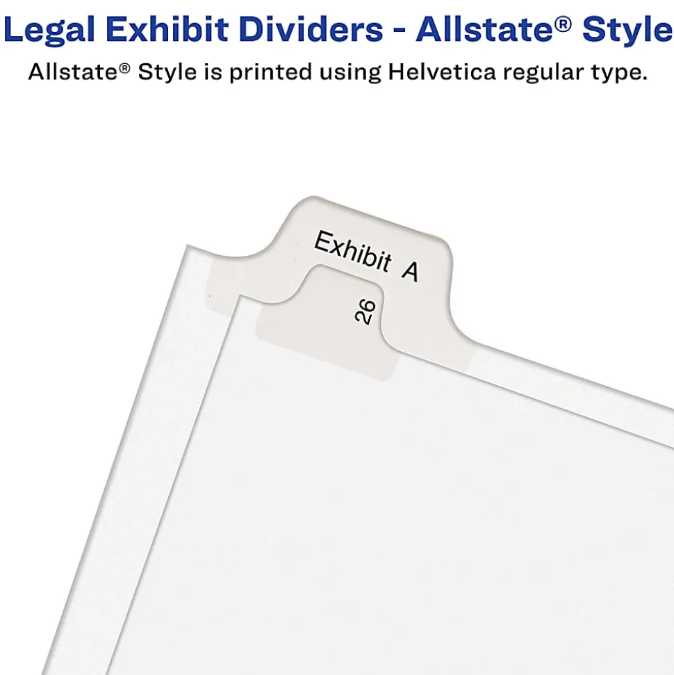 Avery® Allstate®-Style Collated Legal Exhibit Dividers, 8 1/2" x 11", White Dividers/White Tabs, A–Z, Pack Of 26 Tabs