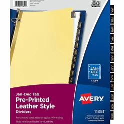Avery® A-Z Dividers For 3 Ring Binders, Pre-Printed Black Leatherette Tabs, 25-Tabs, 1 Binder Divider Set