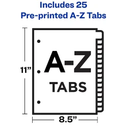 Avery® A-Z Dividers For 3 Ring Binders, Pre-Printed Black Leatherette Tabs, 25-Tabs, 1 Binder Divider Set