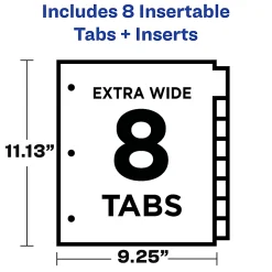Avery® Big Tab™ Extra-Wide Insertable Dividers, Clear Reinforced, White/Multicolor, 8-Tab