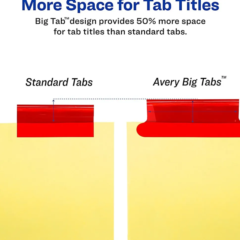 Avery® Big Tab™ Insertable Dividers, Gold Reinforced, Buff/Multicolor, 8-Tab