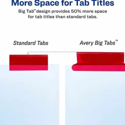 Avery® Big Tab™ Insertable Dividers Gold Reinforced Edge, White/Multicolor, 5-Tab