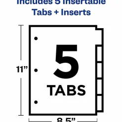 Avery® Big Tab™ Insertable Dividers Gold Reinforced Edge, White/Multicolor, 5-Tab