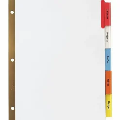 Avery® Big Tab™ Insertable Dividers Gold Reinforced Edge, White/Multicolor, 5-Tab