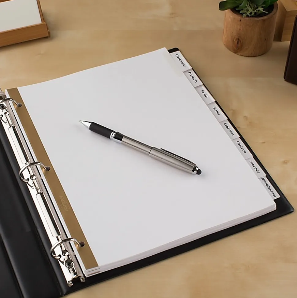 Avery® Big Tab™ Insertable Dividers Gold Reinforced Edge, White/Clear, 8-Tab