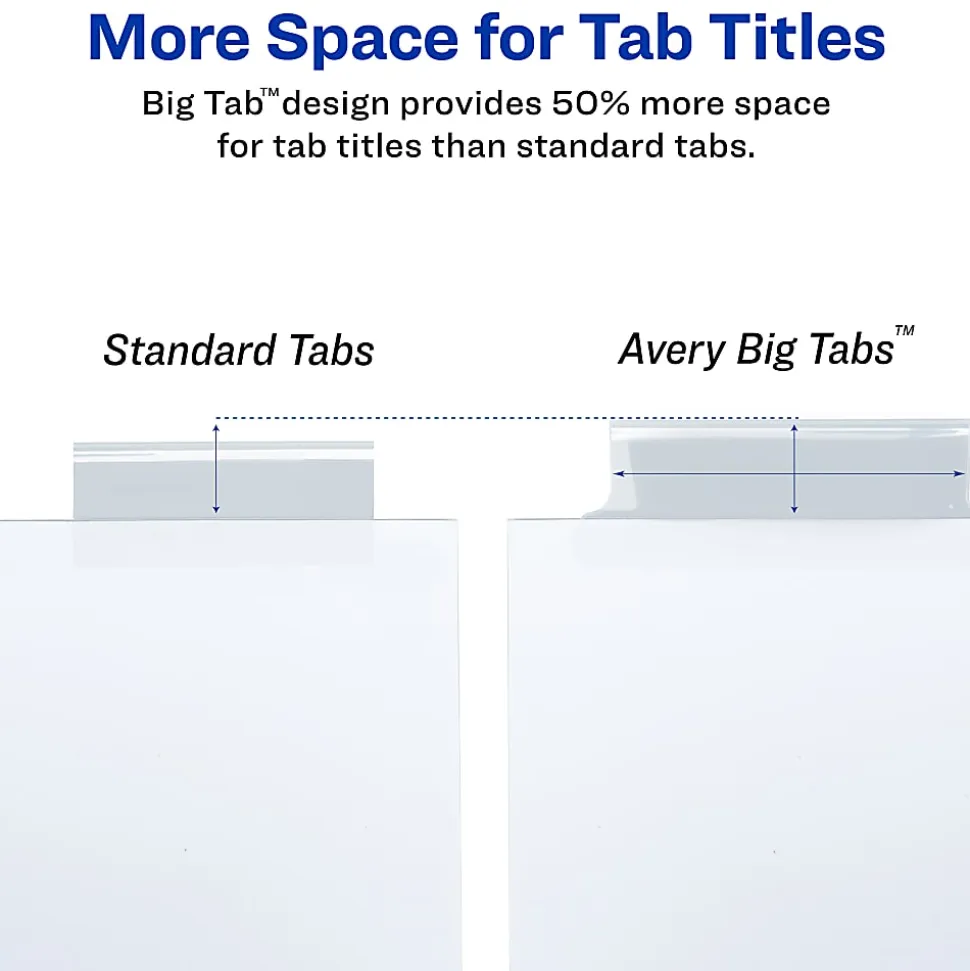 Avery® Big Tab™ Insertable Dividers Gold Reinforced Edge, White/Clear, 8-Tab