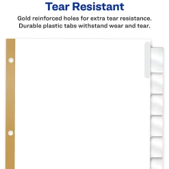 Avery® Big Tab™ Insertable Dividers Gold Reinforced Edge, White/Clear, 8-Tab