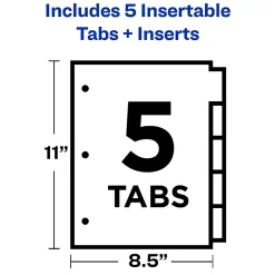 Avery® Big Tab™ Insertable Dividers Gold Reinforced Edge, White/Clear, 5-Tab