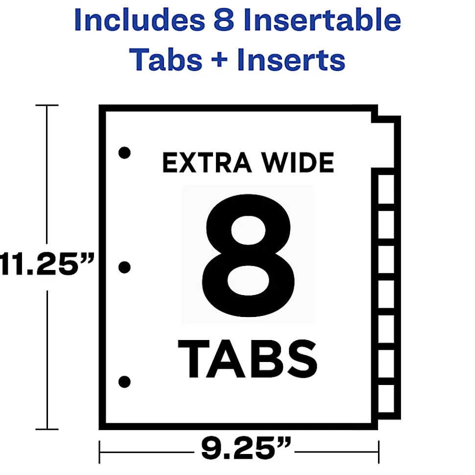 Avery® Big Tab™ Insertable Plastic Dividers, Double Pocket, Multicolor, 8-Tab