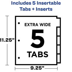 Avery® Big Tab™ Insertable Plastic Dividers, Single Pocket, Multicolor, 5-Tab