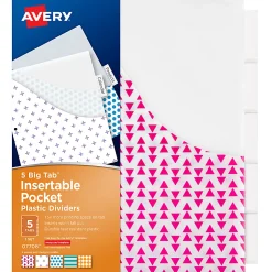 Avery® Big Tab™ Insertable Plastic Dividers With Pockets, 9 1/4