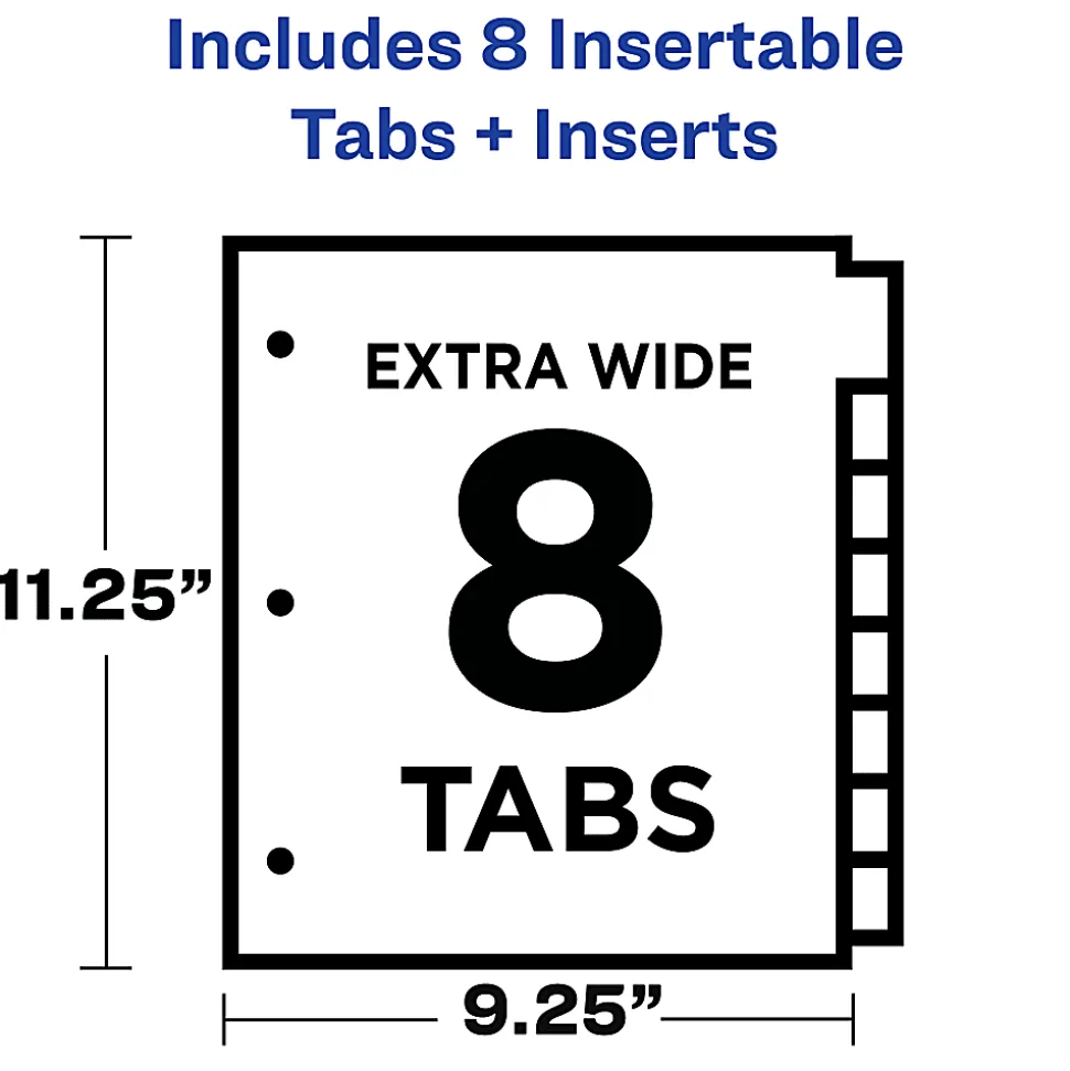 Avery® Big Tab™ Insertable Two-Tone 2 Pocket Plastic Dividers, 8-Tab, Multicolor