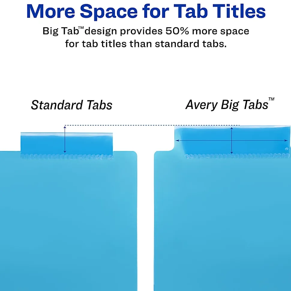 Avery® Big Tab™ Insertable Two-Tone 2 Pocket Plastic Dividers, 8-Tab, Multicolor