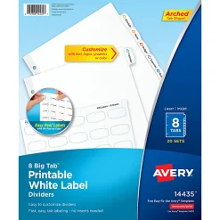 Avery® Big Tab™ Printable Label Dividers, Easy Peel®, 8 Tabs, Pack Of 20 Sets