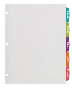 Avery® Big Tab™ Printable Label Dividers With Easy Peel®, 8-1/2" x 11", 5 Tab, White, Pack Of 20 Sets