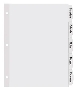 Avery® Big Tab™ Printable Label Dividers With Easy Peel®, 8-1/2" x 11", 5 Tab, White, Pack Of 20 Sets
