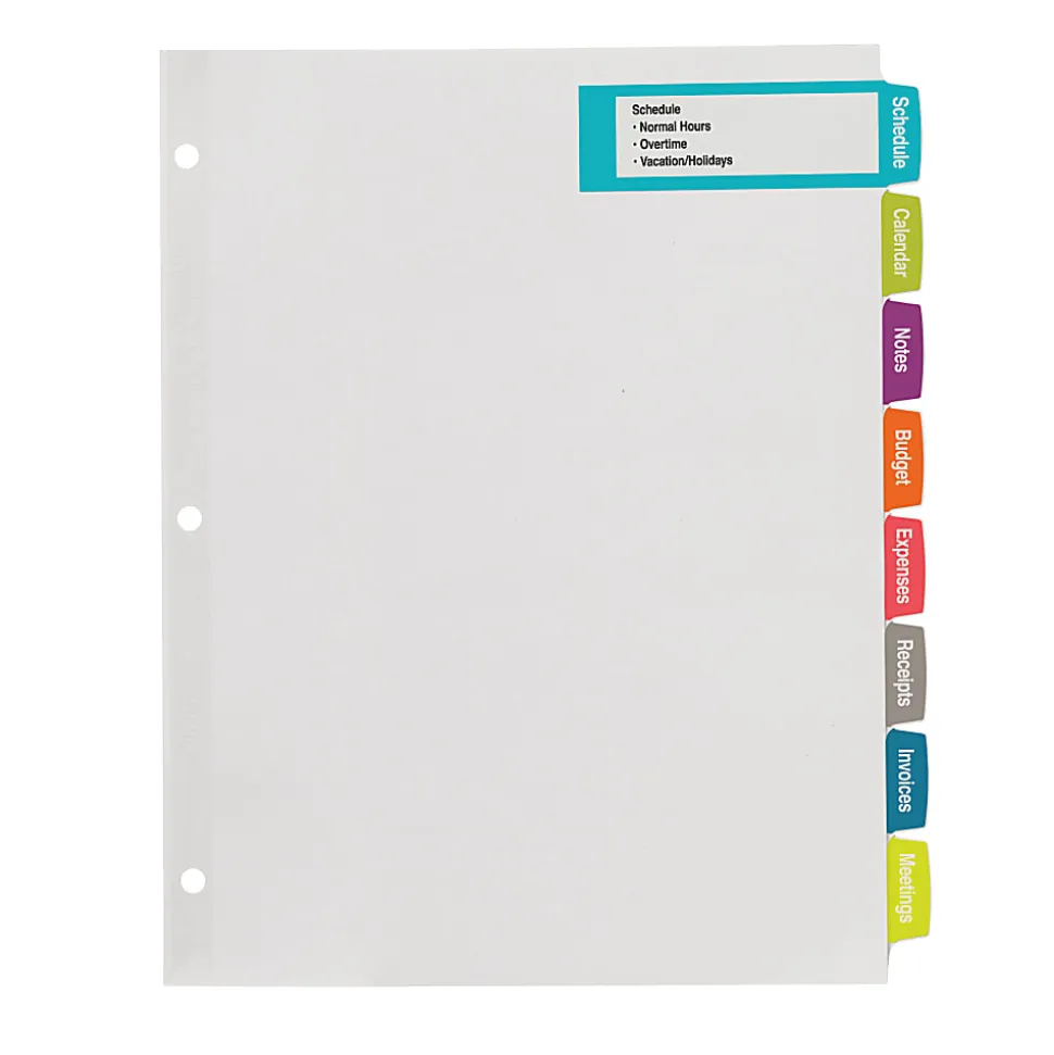 Avery® Big Tab™ Printable Large Label Dividers, Easy Peel®, White, 8-Tab, Pack Of 20 Sets