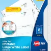 Avery® Big Tab™ Printable Large Label Dividers With Easy Peel®, 8 1/2" x 11", 8 Tab, White, Pack Of 4