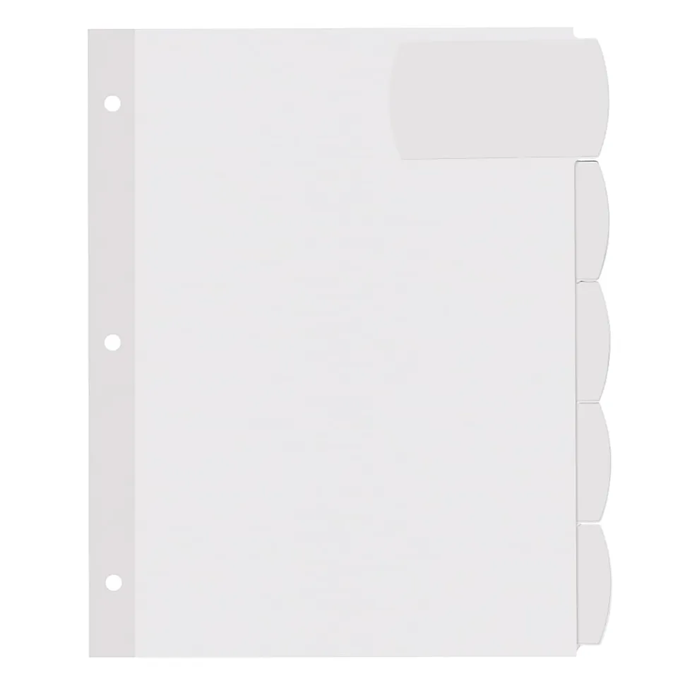 Avery® Big Tab™ Printable Large Label Dividers, Easy Peel®, White, 5 Tabs, Pack Of 20 Sets