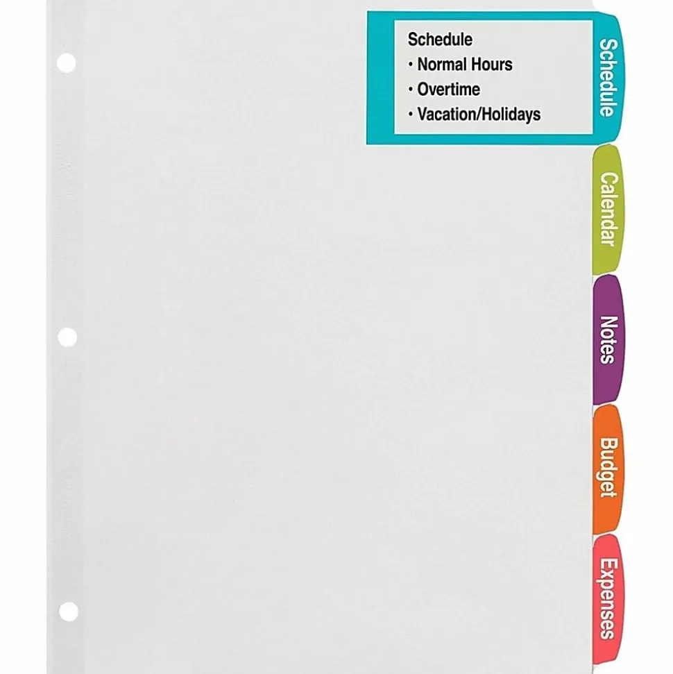 Avery® Big Tab™ Printable Large Label Dividers, Easy Peel®, White, 5 Tabs, Pack Of 20 Sets