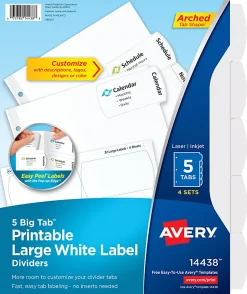 Avery® Big Tab™ Printable Large Label Dividers With Easy Peel®, 8 1/2