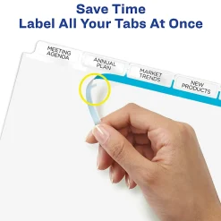 Avery® Big Tab™ Print & Apply Clear Label Dividers with Index Maker® Easy Apply™ Printable Label Strip, 5-Tab, White, Pack of 5 Sets