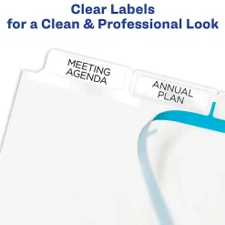 Avery® Big Tab™ Print & Apply Clear Label Dividers with Index Maker® Easy Apply™ Printable Label Strip, 5-Tab, White, Pack of 5 Sets