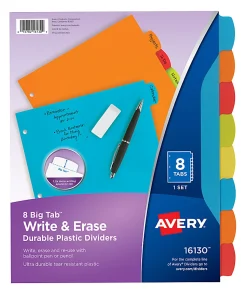 Avery® Big Tab™ Write & Erase Durable Plastic Dividers, 8 1/2
