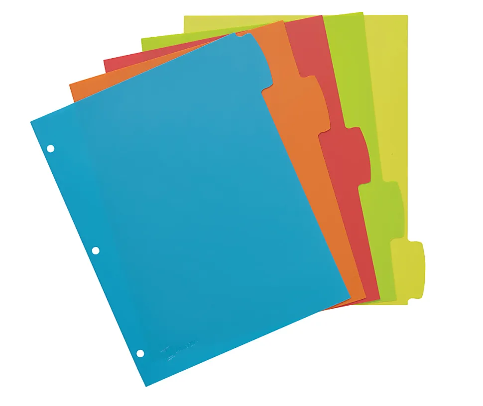 Avery® Big Tab™ Write & Erase Durable Plastic Dividers, 8 1/2" x 11", Multicolor Brights, 5-Tab