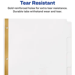 Avery® Big Tab™ Write-On Tab Dividers With Erasable Laminated Tabs, 5-Tab, White