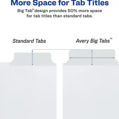 Avery® Big Tab™ Write-On Tab Dividers With Erasable Laminated Tabs, 5-Tab, White