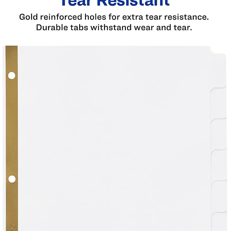 Avery® Big Tab™ Write-On Tab Dividers With Erasable Laminated Tabs, 8-Tab, White